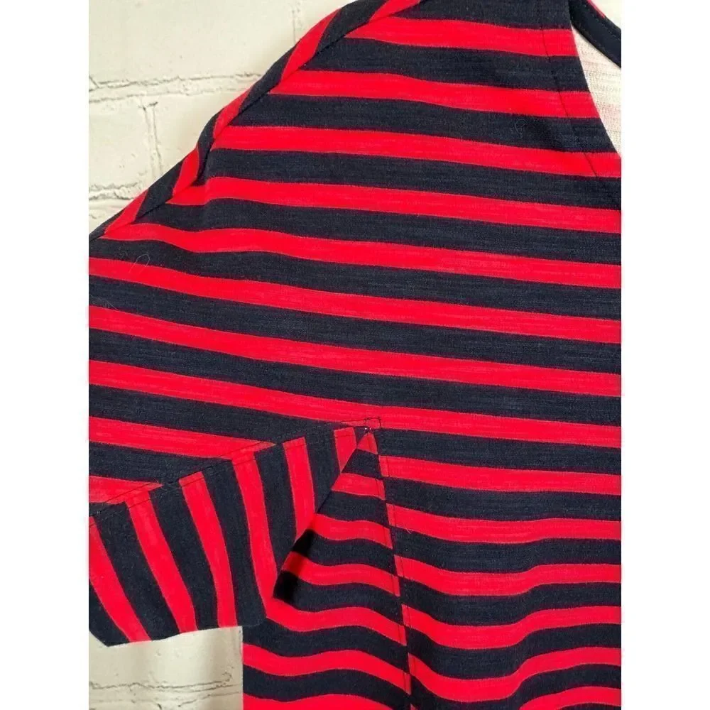 J.CREW Petites red blue striped cotton stretch shift dress size PM NWT